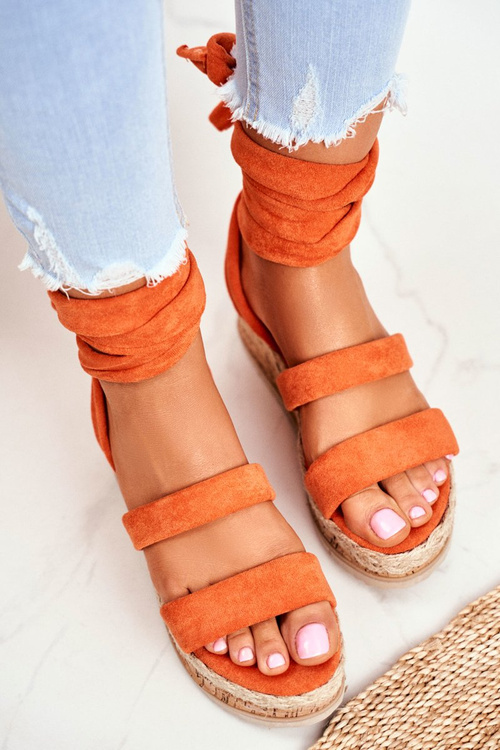 Women's Platform Sandals Tied Orange La Favorite