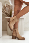 Women's Heeled Boots Insulated Eco Suede Beige Arkesia