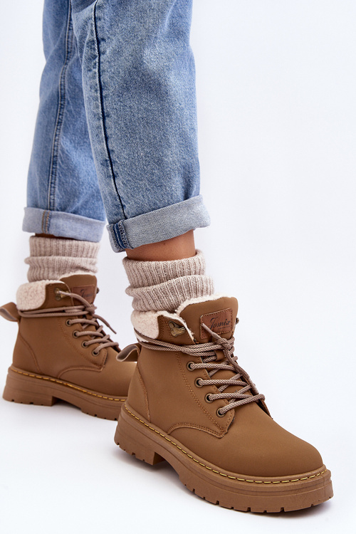 Women's Leather Trappers with Fur Brown Lynnvia