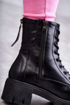 Leather Booties On Zipper Black Tonje