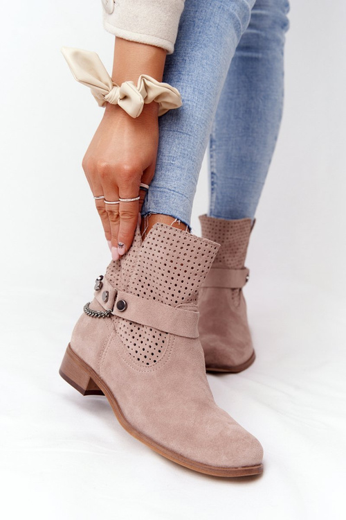 Openwork Spring Boots Lewski Shoes 2905-0 Beige