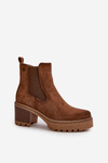 Women's Insulated Heeled Boots Eco Suede Brown Irissinae