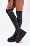 Knee High Women's Boots On Platform With Delicate Wedge Black Lydira