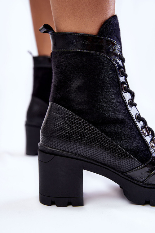 Botki Damskie Skóra Obcas Czarne La.Fi 260063B-LA