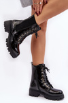 Lacquered Women's Work Boots Black Charmea