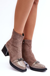 Suede Boots on a Massive Heel SBarski MR870-70 Beige