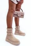 Women's Leather Platform Boots Light Beige Suam