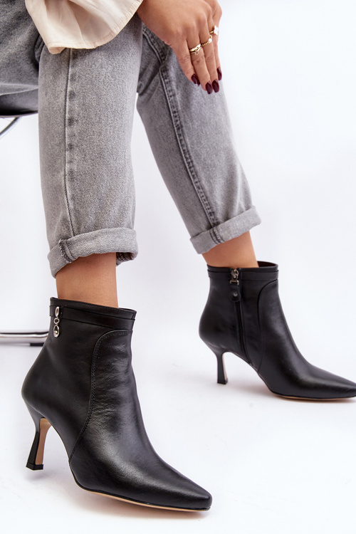 Leather Women's Boots with Stiletto Heel Maciejka 06301-01 Black