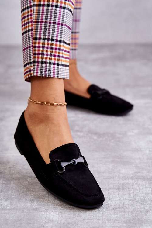Suede loafers with decoration Black Santi
