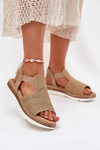 Women's Sandals With Braiding Beige-Gold Jelana