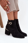 Insulated women's ankle boots with golden details on heel black Dorisse