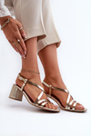 Suede Sandals With Low Heel Maciejka 06653-25 Golden