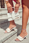 Women's Leather Slippers Braided White Sulea