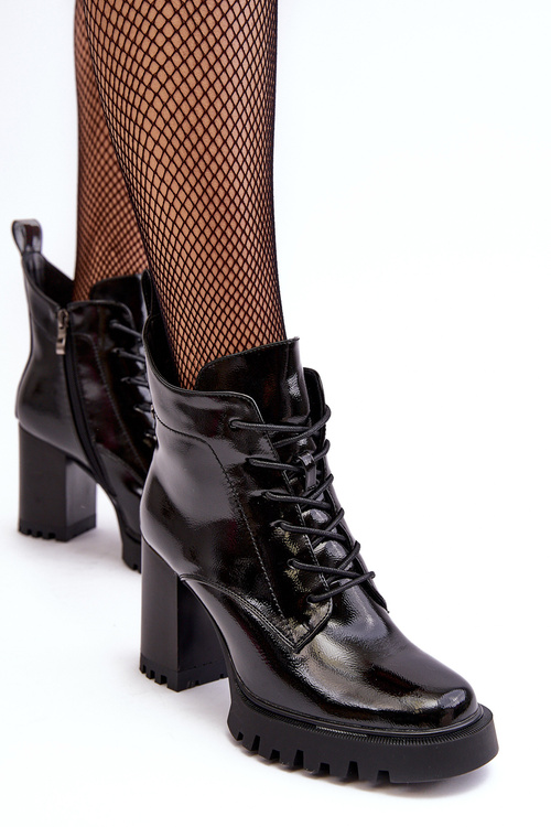 Polished Heel Boots with Lining Black D&A MR870-54