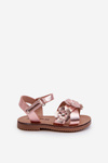 Children's Sandals Adorned with Flowers Fastened with Velcro Pink Fagossa