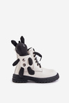 Leather Insulated Children's Boots With Zipper And Bear White Vinceza 36261