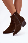 Suede Cowboy Boots for Women with Heel Lined Chocolate Dylira