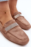 Women's Moccasins with Zircons Light Brown Ralrika