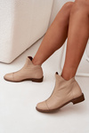 Leather Ankle Boots With Zipper Beige Zazoo 2785/079