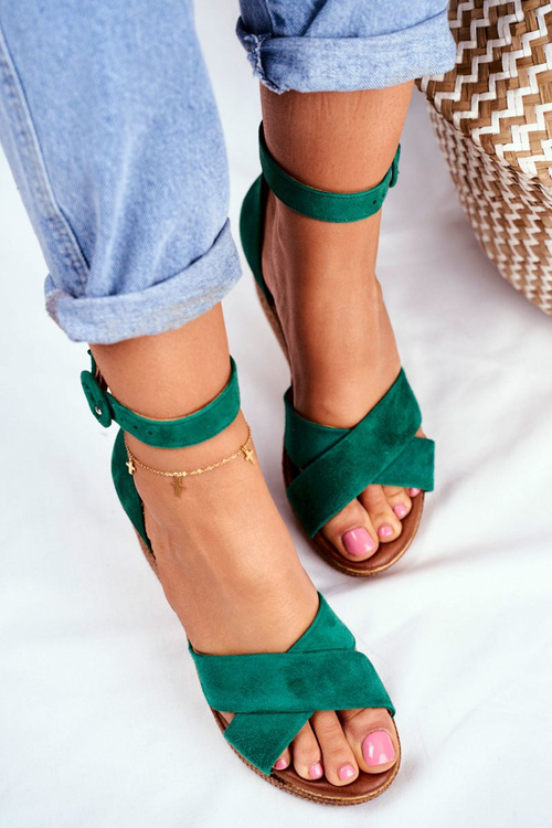 Suede Wedge Sandals Maciejka 04565-09 Green