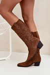 Suede Cowboy Boots For Women With Heel Camel Karira