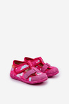 Children's slippers Milami with Velcro in unicorns fuchsia Reathiana