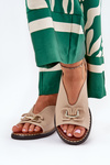 Flat Heeled Sandals With Decoration Eco Leather Beige Tillireta