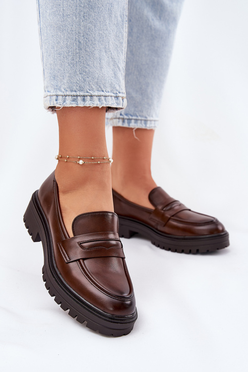 Classic Women's Moccasins Made Of Eco Leather Brown Enticca