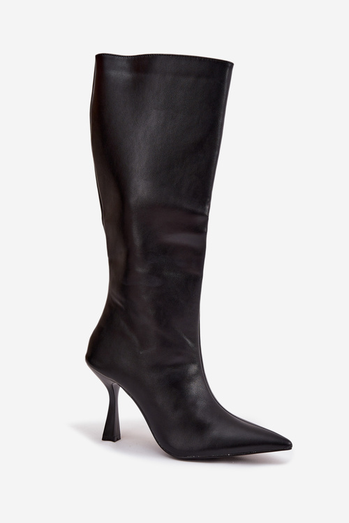 Women's Knee-High Heeled Boots Black Vionette