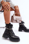Fashionable Workers Boots With Chain Black Solesso