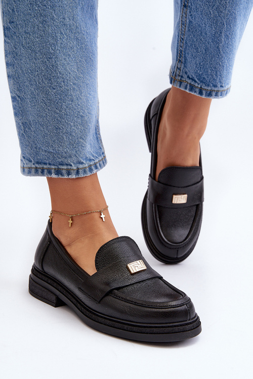 Mokasyny Damskie Skóra Naturalna Czarne Zazoo 20165