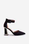 Black Suede Pumps with Block Heel Lodho
