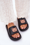 Women's Foam Slippers With Bear Black Lalon