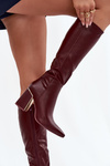 Women's High Heel Boots with Gold Element Bordeaux Alessine