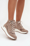 Women's Sports Ankle Boots On Platform Made Of Natural Suede Zazoo Z1239 Beige