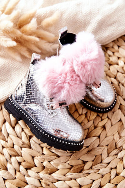 Children's Boots Insulated With Fur Silver Rosea