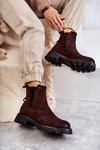 Suede Warm Boots On A Flat Heel Brown Salome