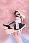 Women's Black Showen Anchor Sandals