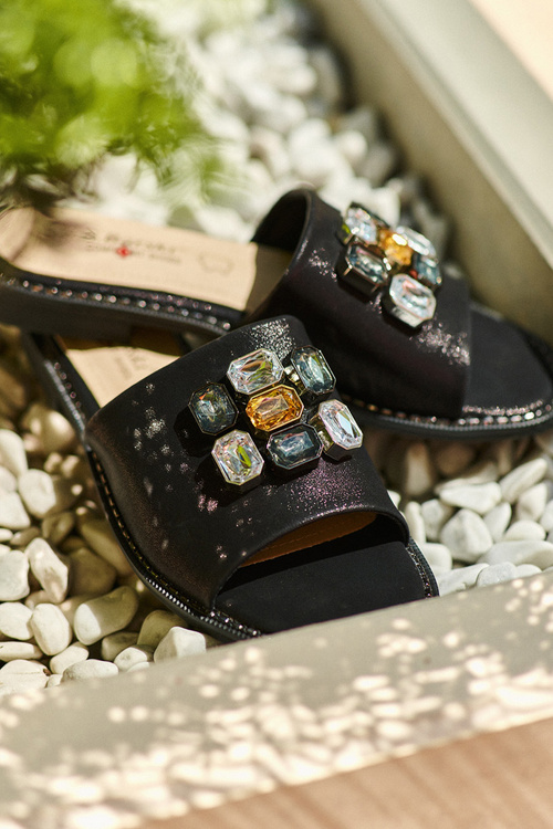 Women's sandals with decorations S.Barski KV27-031 black