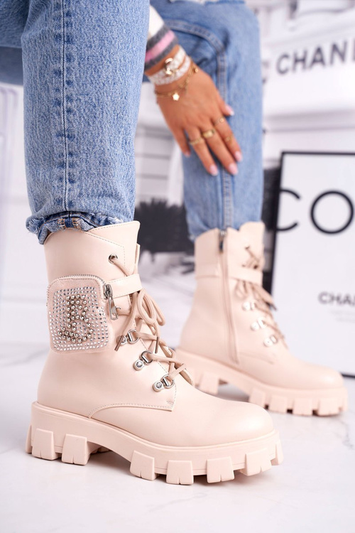 Women's Boots With Small Bag Beige Seul