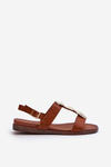 Women's Flat Sandals With Embellishments Sergio Leone SK072H Brown