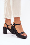 Eco Leather Heeled Sandals Black Lillita