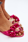 Women's Rubber Ballerina Flats with Flowers Fuchsia Junikla