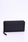 Large Women's Striped Black Wallet Gold Plated Hardware