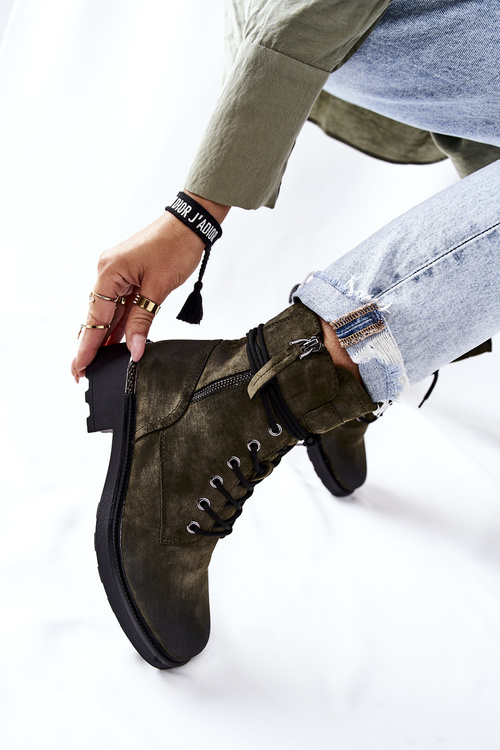 High boots Workers With Sliders Green Maisa