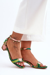 Patterned Heels Satin Sandals Mix Green Inspire Me!