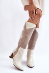 Women's Leather Knee Boots Maciejka 05784-22 Light Beige