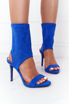 Sandals On A High Heel With Cubic Zirconia Lu Boo Blue