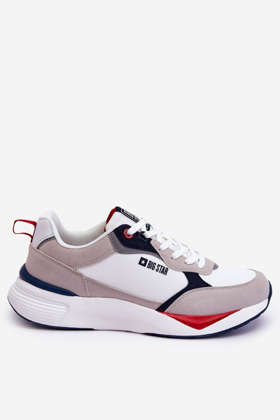 Buty Sportowe Męskie Memory Foam Biało-Szare Big Star LL174235