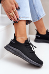 Buty Sportowe Wsuwane Siateczkowe Damskie Czarne Harice